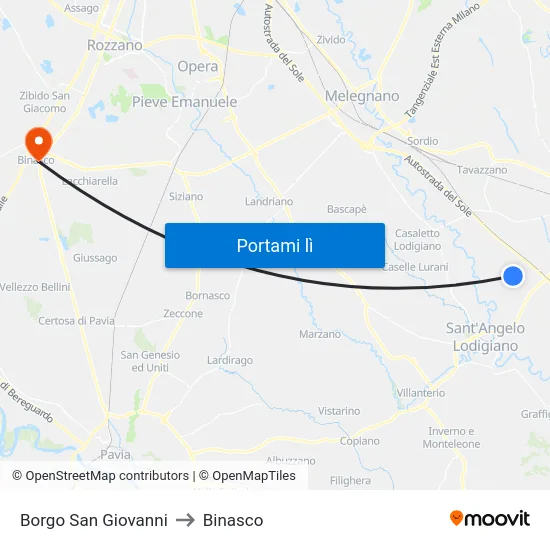 Borgo San Giovanni to Binasco map