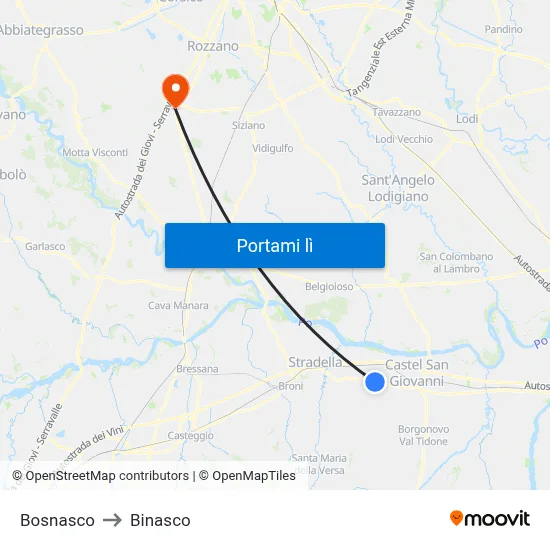 Bosnasco to Binasco map
