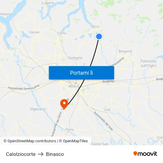 Calolziocorte to Binasco map