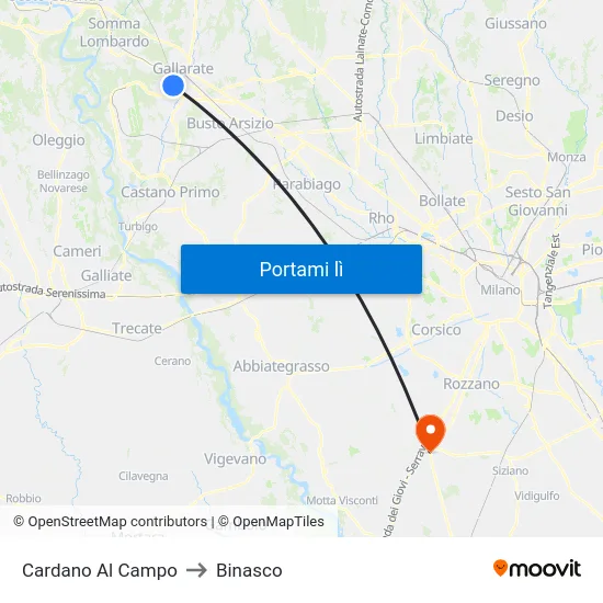Cardano Al Campo to Binasco map