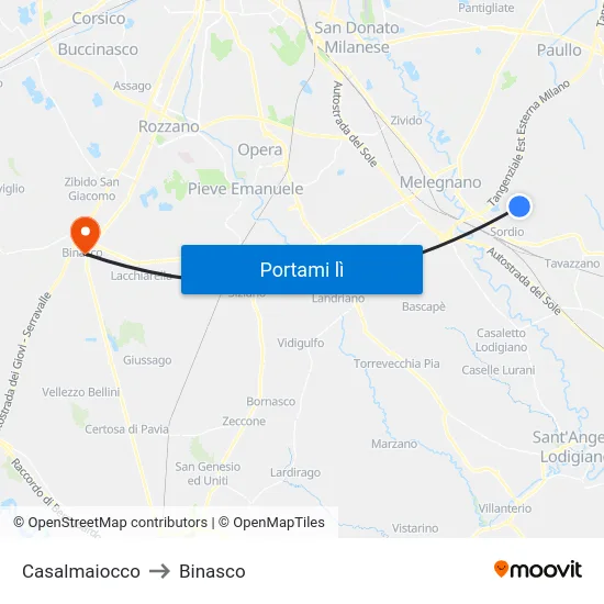 Casalmaiocco to Binasco map