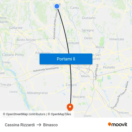 Cassina Rizzardi to Binasco map