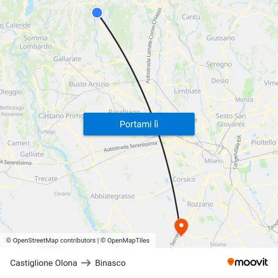 Castiglione Olona to Binasco map