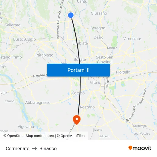 Cermenate to Binasco map