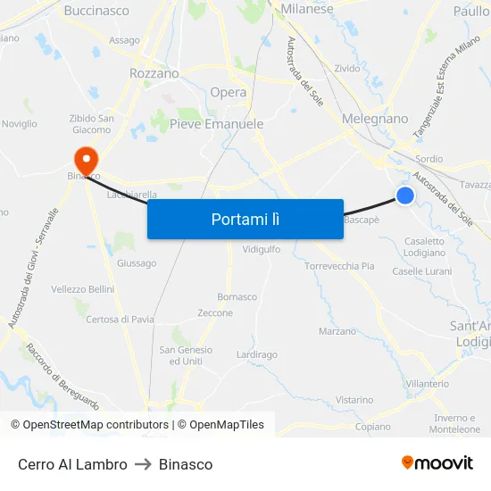 Cerro Al Lambro to Binasco map