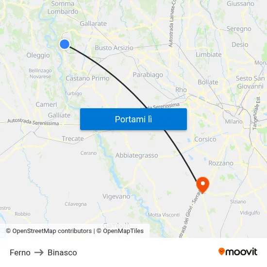 Ferno to Binasco map