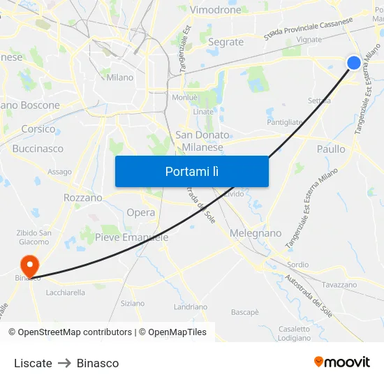 Liscate to Binasco map