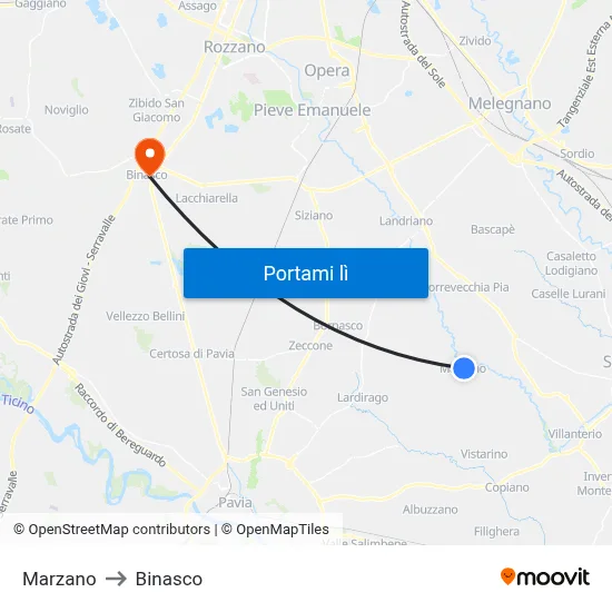 Marzano to Binasco map