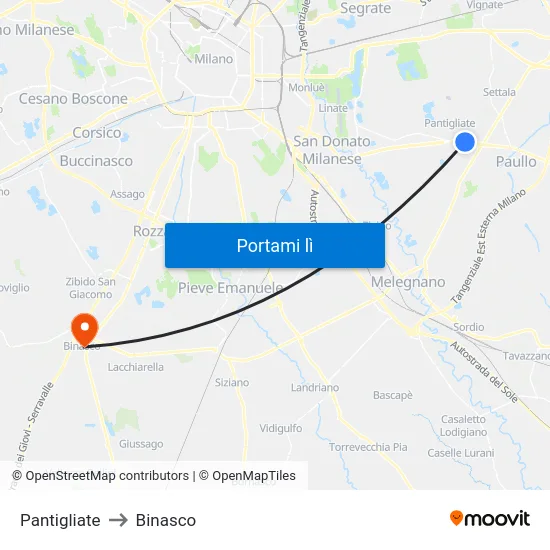 Pantigliate to Binasco map