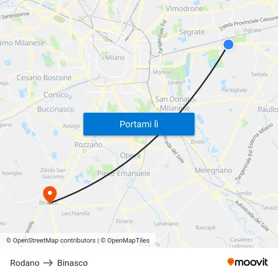 Rodano to Binasco map