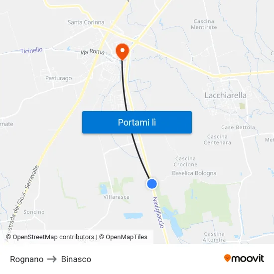 Rognano to Binasco map