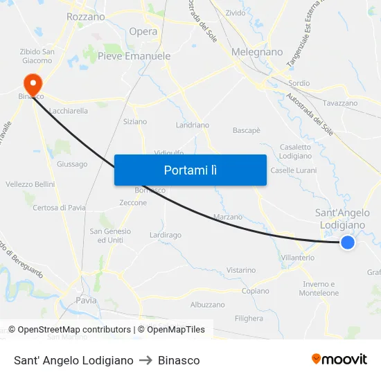 Sant' Angelo Lodigiano to Binasco map