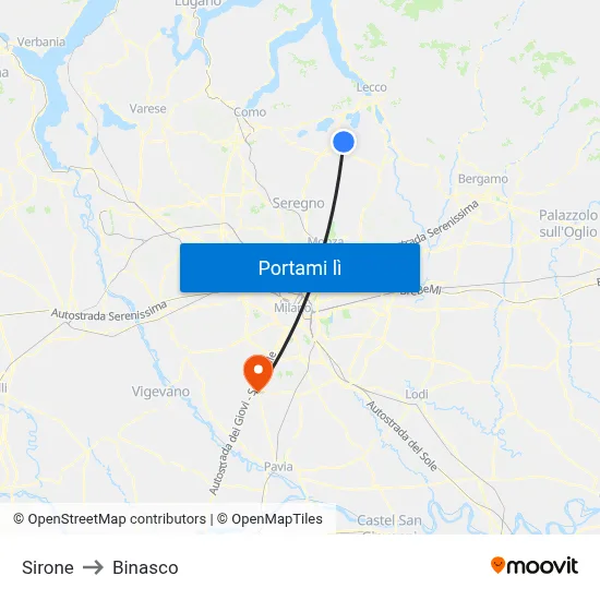 Sirone to Binasco map