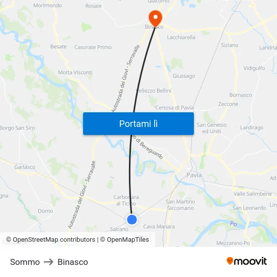 Sommo to Binasco map