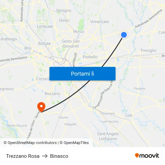 Trezzano Rosa to Binasco map