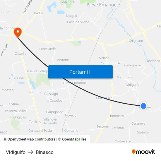 Vidigulfo to Binasco map