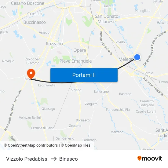 Vizzolo Predabissi to Binasco map