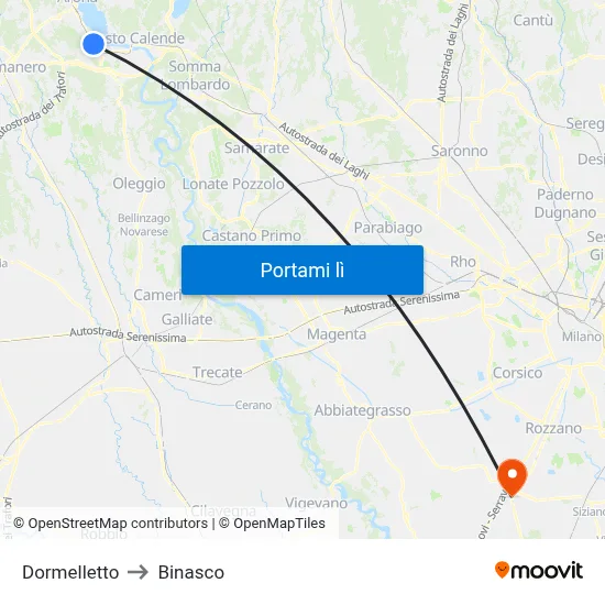 Dormelletto to Binasco map