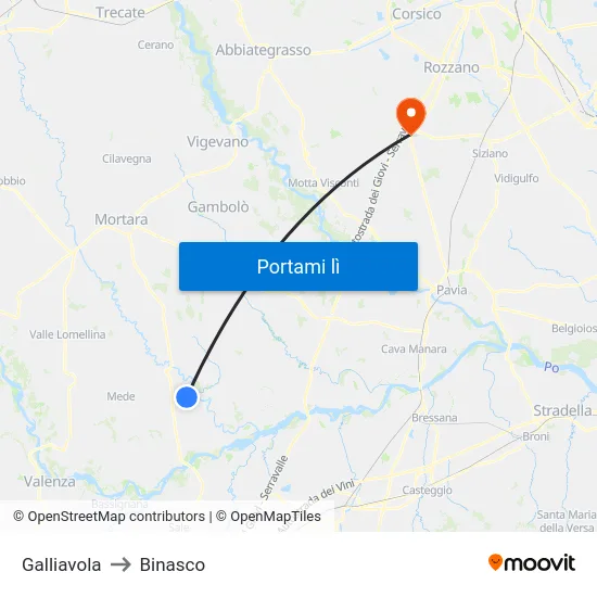 Galliavola to Binasco map