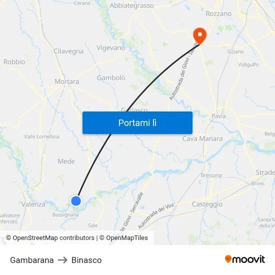 Gambarana to Binasco map