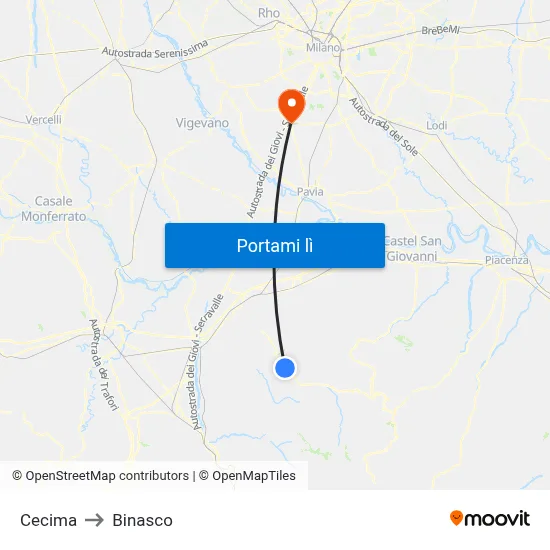 Cecima to Binasco map