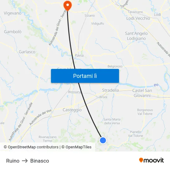 Ruino to Binasco map