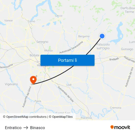 Entratico to Binasco map