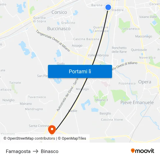 Famagosta to Binasco map
