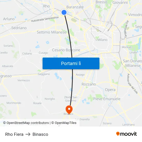 Rho Fiera to Binasco map