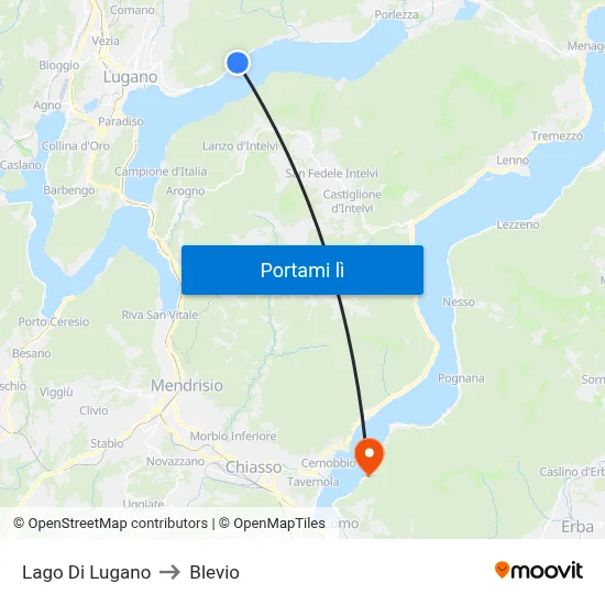 Lago Di Lugano to Blevio map