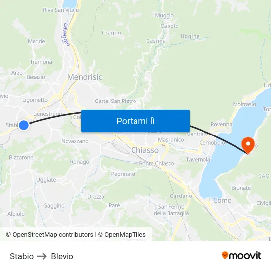 Stabio to Blevio map