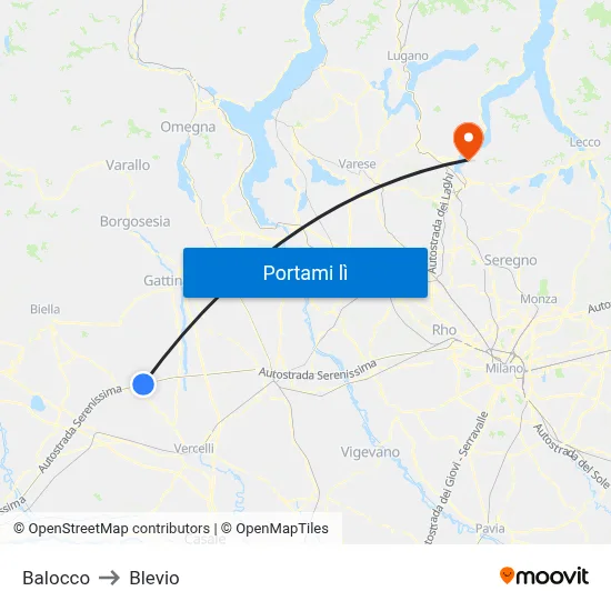 Balocco to Blevio map