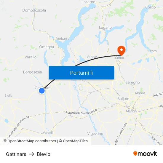 Gattinara to Blevio map