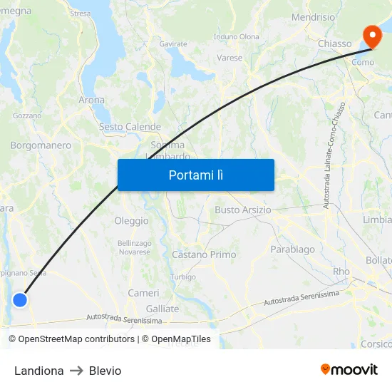 Landiona to Blevio map