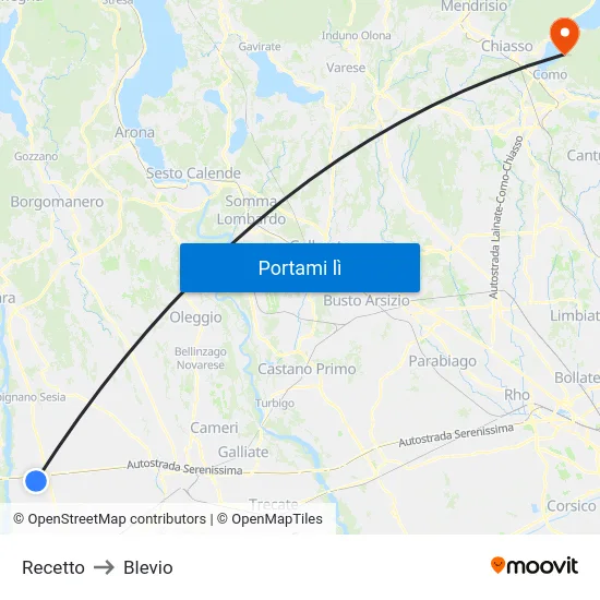 Recetto to Blevio map