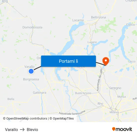 Varallo to Blevio map