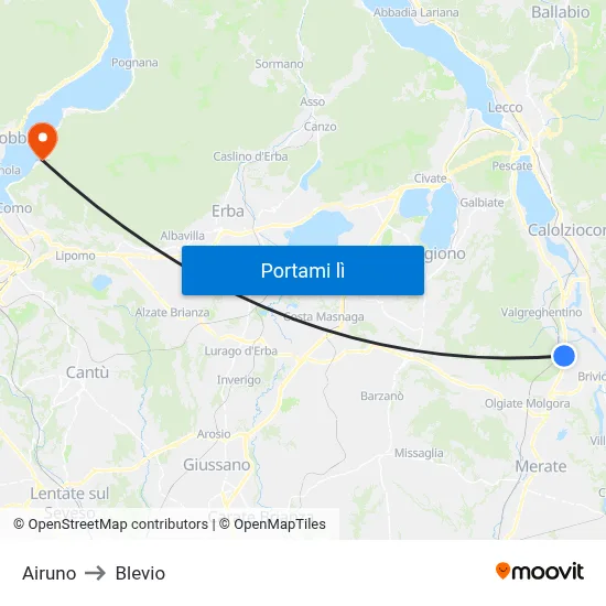Airuno to Blevio map