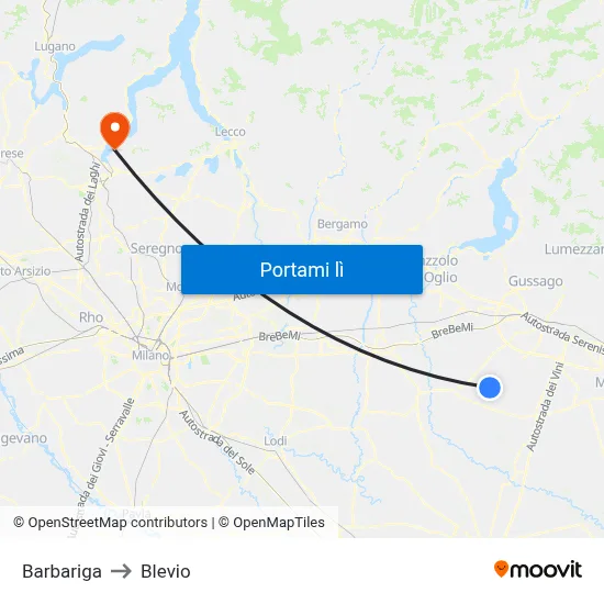 Barbariga to Blevio map