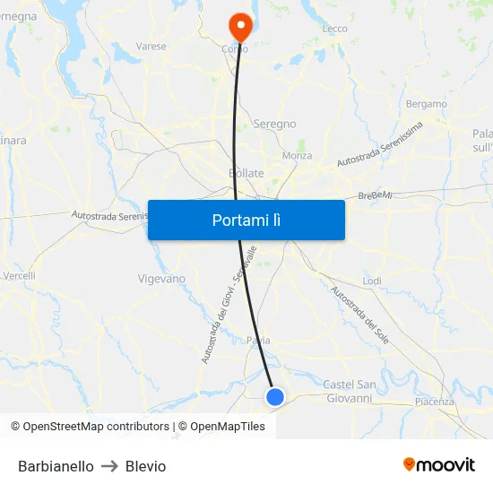 Barbianello to Blevio map