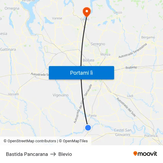 Bastida Pancarana to Blevio map