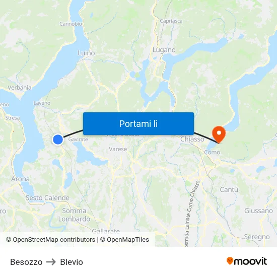 Besozzo to Blevio map
