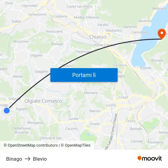 Binago to Blevio map