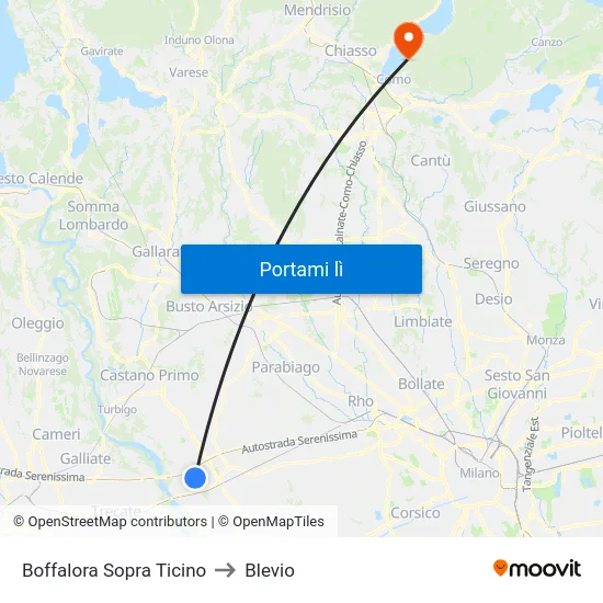 Boffalora Sopra Ticino to Blevio map
