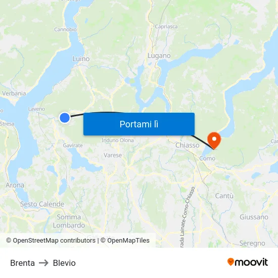 Brenta to Blevio map