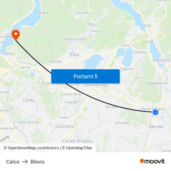 Calco to Blevio map