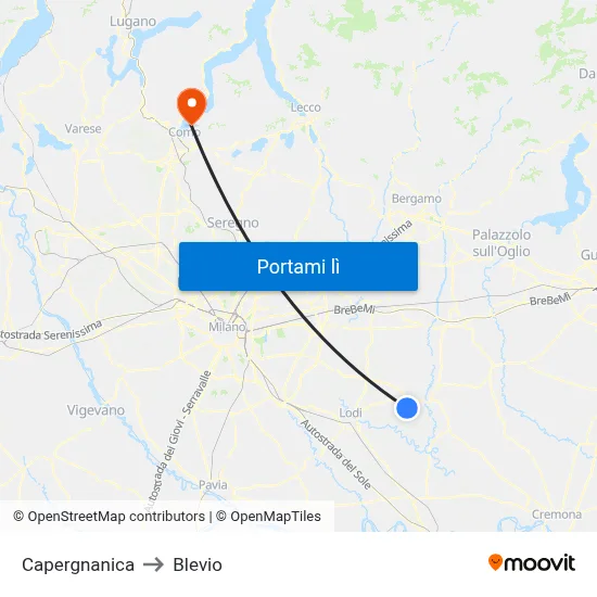 Capergnanica to Blevio map