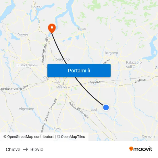 Chieve to Blevio map