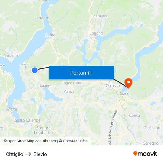 Cittiglio to Blevio map