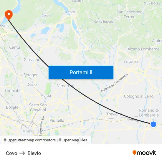 Covo to Blevio map