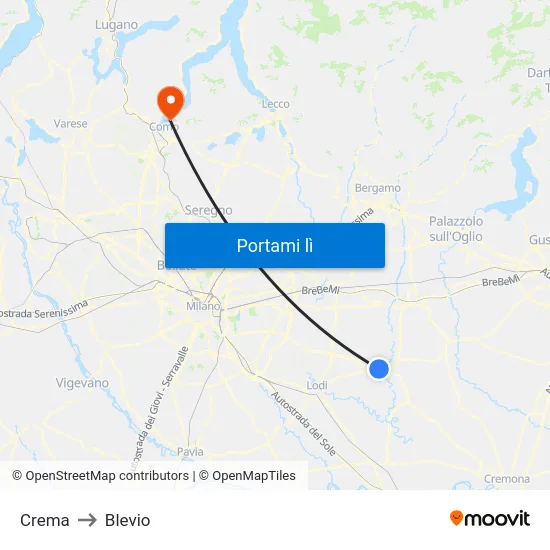 Crema to Blevio map